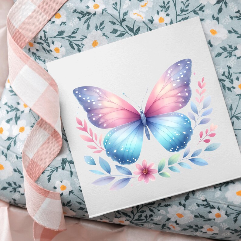 Pastel Butterfly Clipart Bundle 15 PNG High Quality Watercolor Cute Soft Butterfly Digital Download Printable Files Scrapbooking Graphics image 8