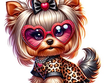 Pacote de clipart glamoroso de yorkshire 15 JPG Pacote de arte digital fofo de yorkshire terrier Designs de raças de cães adoráveis para scrapbook Uso comercial