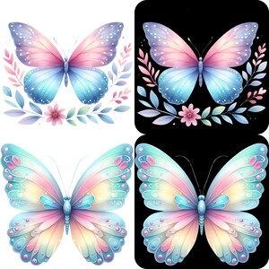 Pastel Butterfly Clipart Bundle 15 PNG High Quality Watercolor Cute Soft Butterfly Digital Download Printable Files Scrapbooking Graphics image 3