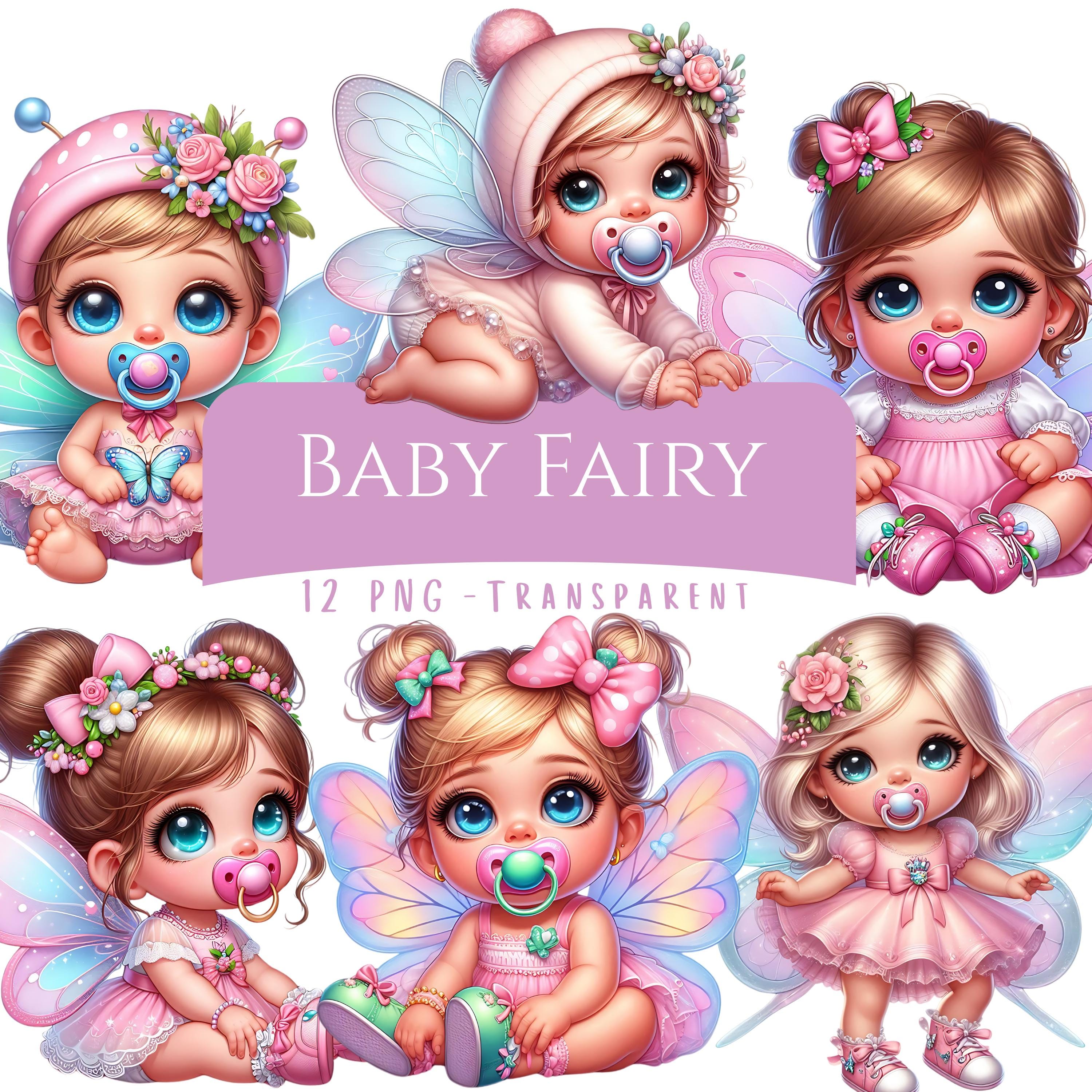 Baby Fairy Clipart Bundle 12 PNG High Quality Watercolor Cute Little ...