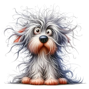 15 JPG Frazzled Dog Clipart Bundle Watercolor Quirky Puppy Digital Download Quirky Dog Printable Images Funny Dog Images Printable Wall Art