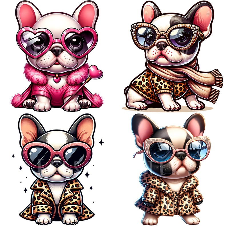 Glamorous Frenchie Clipart Bundle 12 PNG Digital Download Files French ...