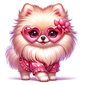 Lot de 15 cliparts Pomeranian glamour JPG, pompon mignon, lot d'art numérique, adorables dessins de race de chien, journal indésirable pour scrapbooking, usage commercial