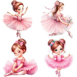 Little Pink Ballerina Clipart Bundle 15 PNG High Quality Watercolor ...