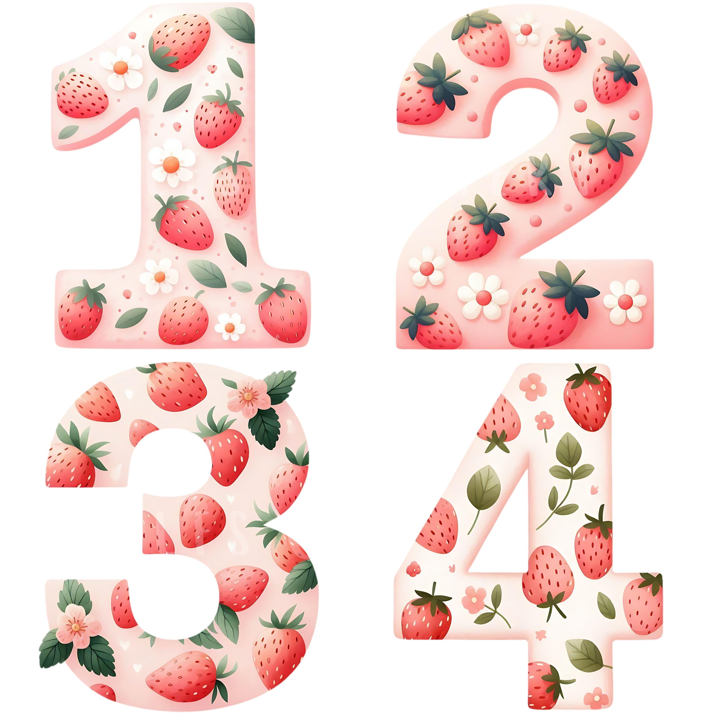 Strawberry Alphabet Clipart Bundle 37 PNG Watercolor Berry First ...