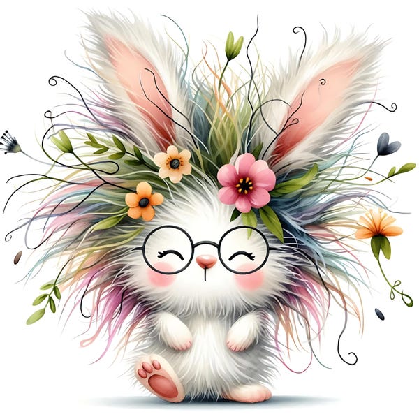 15 JPG eigenzinnige bloem Bunny clipart bundel aquarel eigenzinnige konijntje downloaden schattig konijn grappig bos afdrukbare bloemen dier papier ambachten