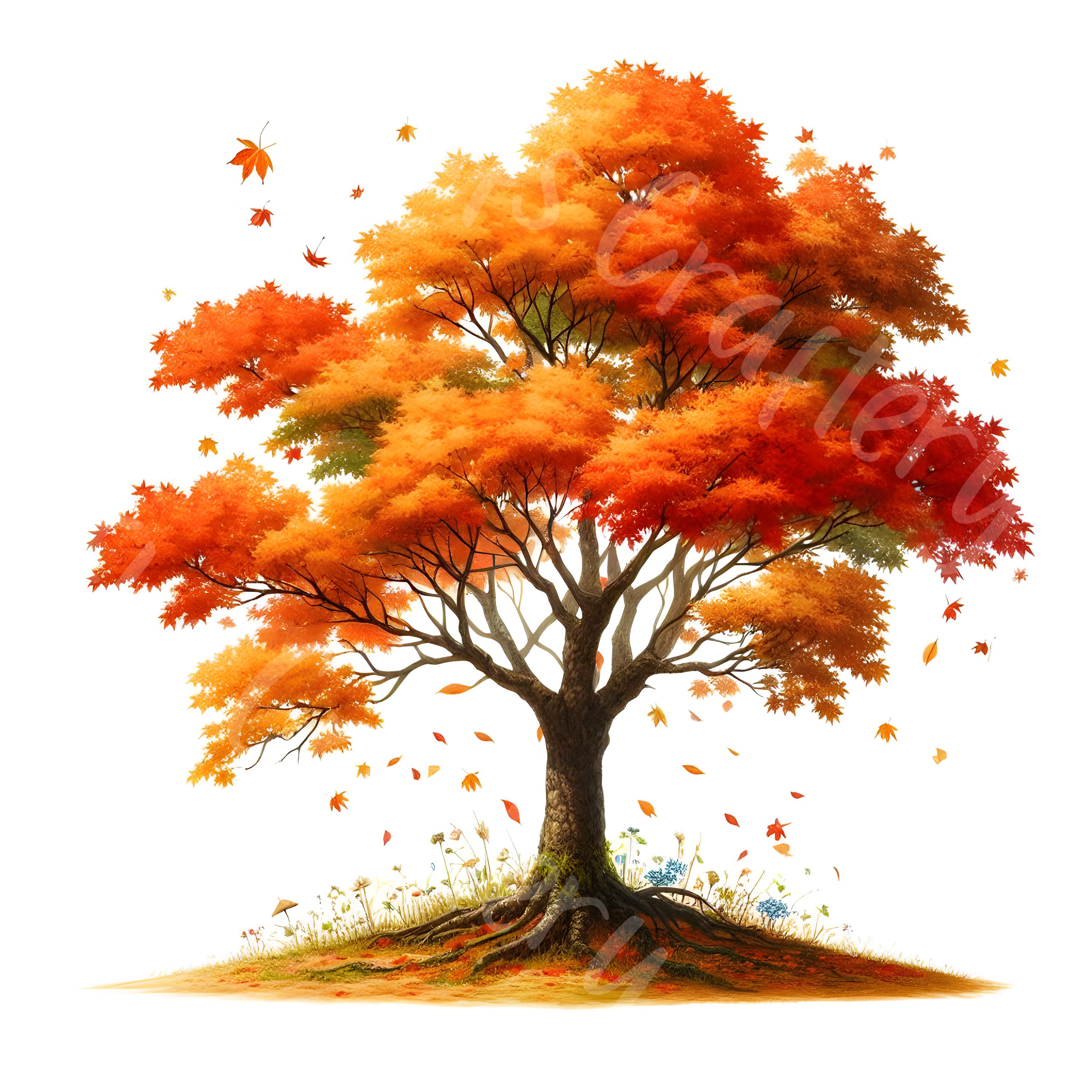 15 JPG Fall Trees Clipart Bundle Watercolor Landscape Digital Download ...