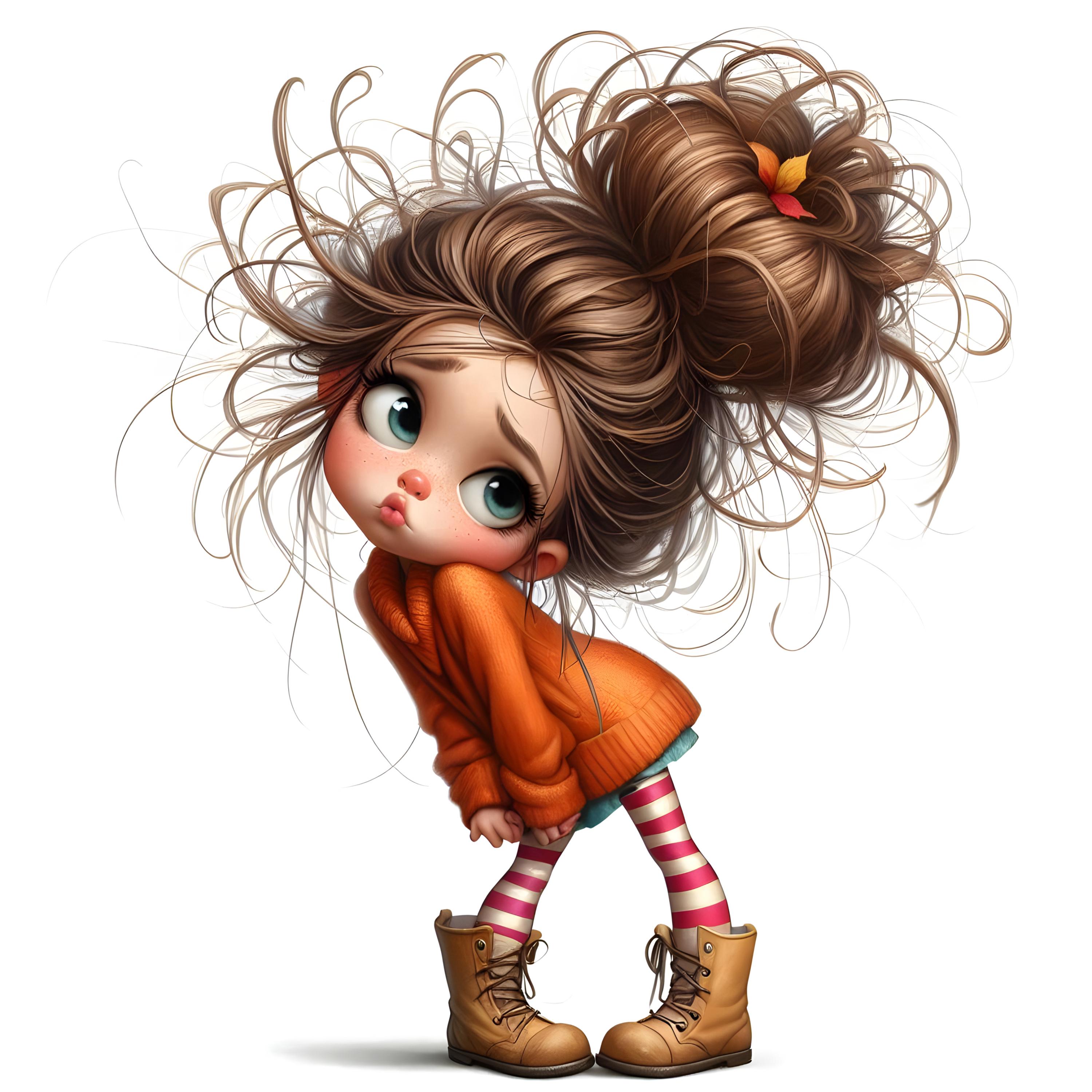 15 JPG Funny Fall Girl Clipart Bundle Autumn Digital Download Junk