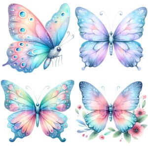 Pastel Butterfly Clipart Bundle 15 PNG High Quality Watercolor Cute Soft Butterfly Digital Download Printable Files Scrapbooking Graphics image 6