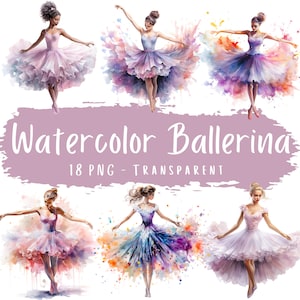 Pacchetto di clipart di ballerina ad acquerello 18 PNG Clip art di ballerina che balla carina ad acquerello, ballerina ad acquerello, PNG per uso commerciale