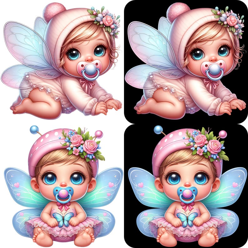 Baby Fairy Clipart Bundle 12 PNG High Quality Watercolor Cute Little ...