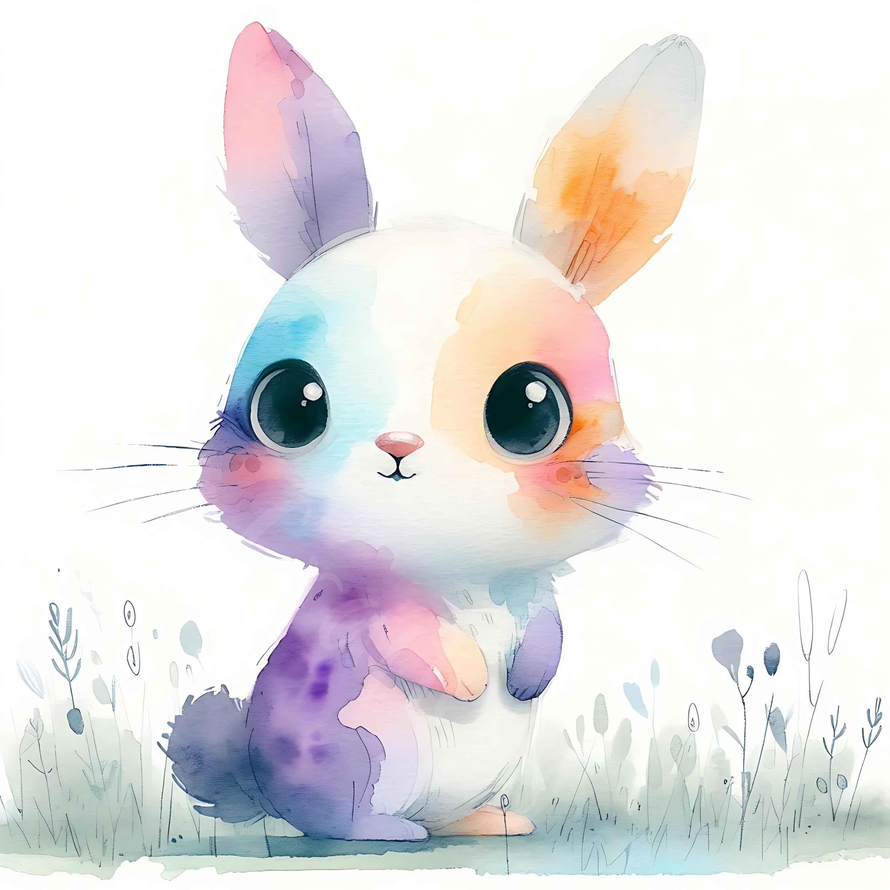 15 JPG Little Whimsy Rabbit Clipart Bundle Watercolor Cute Quirky Bunny ...