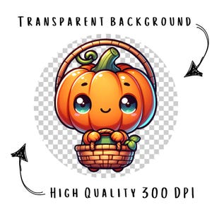 Cute Pumpkin Clipart Bundle 12 PNG High Quality Cartoon Halloween Pumpkin Character Digital Download Printable Stickers Paper Crafts Pngs image 2