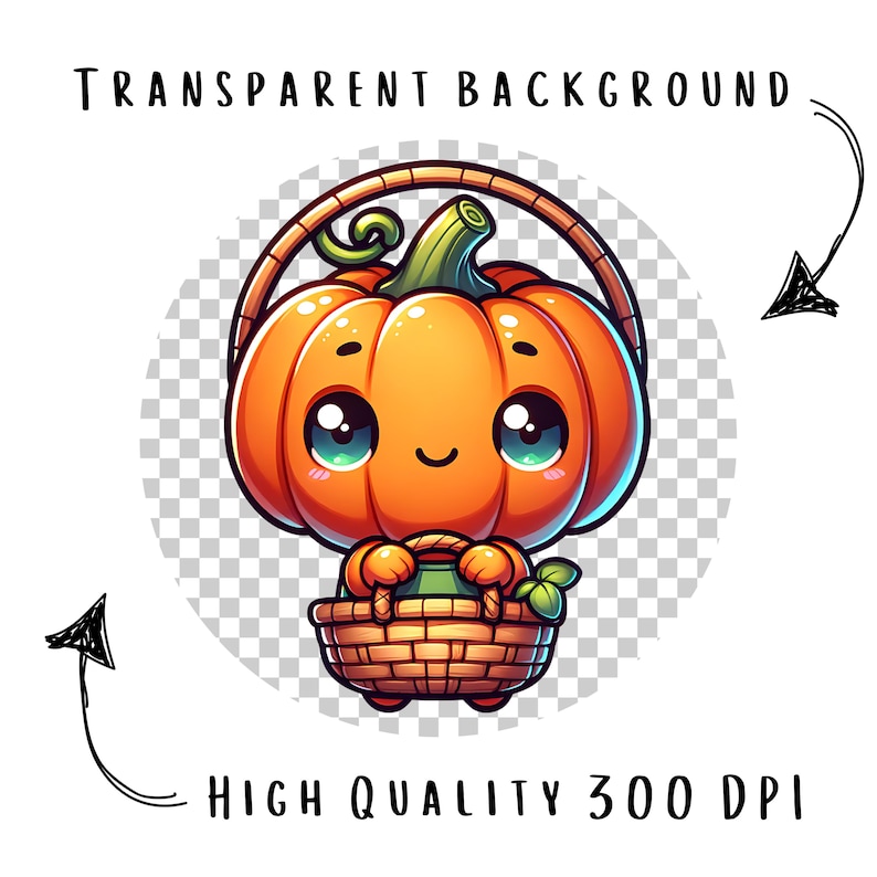 Cute Pumpkin Clipart Bundle 12 PNG High Quality Cartoon Halloween Pumpkin Character Digital Download Printable Stickers Paper Crafts Pngs image 2