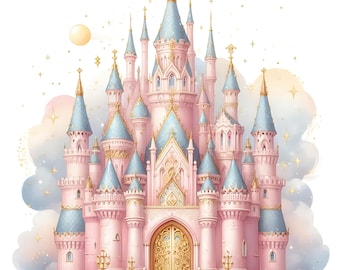 18 JPG Pink Princess Castle Clipart Bundle Instant Download Fantasy Little Princess House Printable Kids Digital Download Paper Crafts Cards