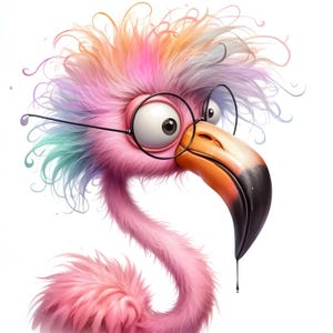 18 JPG Quirky Flamingo Clipart Bundle Watercolor Funny Flamingo Digital Download Exotic Bird Clipart Printables Funny Scrapbook Animal Image