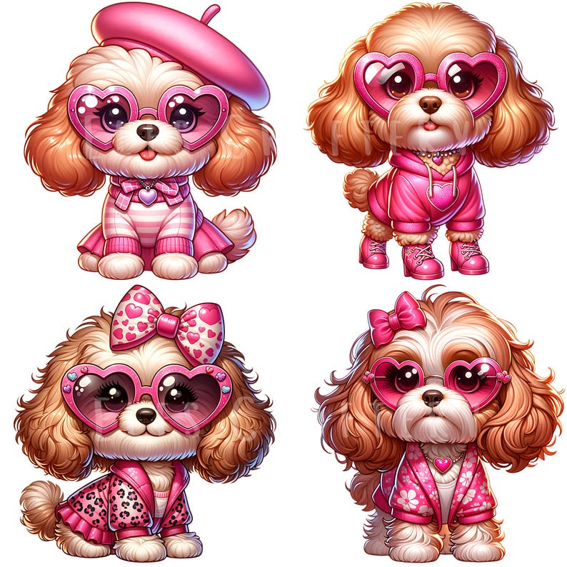 Glamorous Cavapoo Clipart Bundle 15 PNG High Quality Digital Download ...
