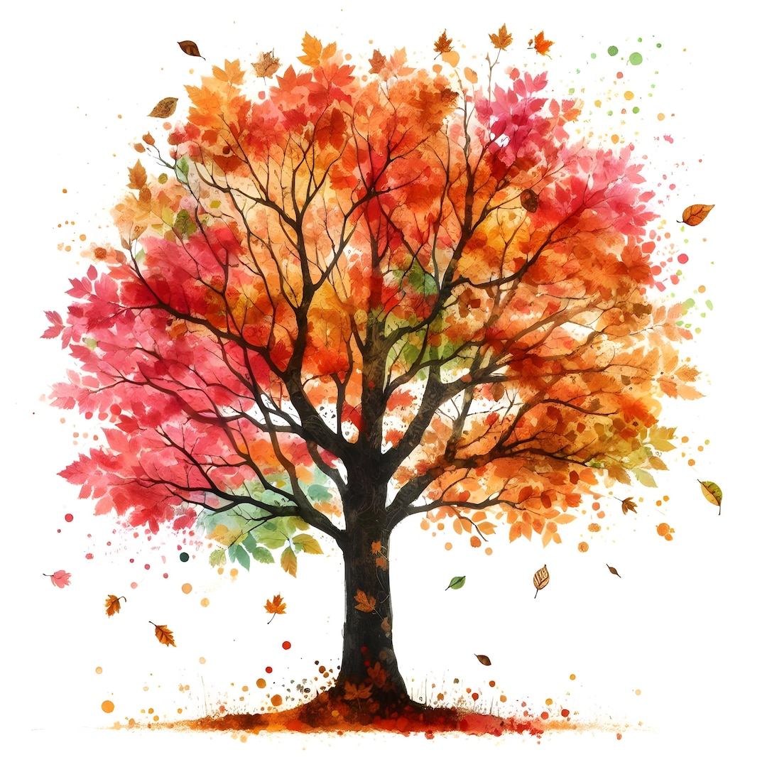 15 JPG Fall Trees Clipart Bundle Watercolor Landscape Digital Download ...