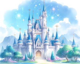 15 JPG Dreamy Princess Castle Clipart Bundle, Instant Download, Fantasy House, Printable Kids Digital, Paper Crafts