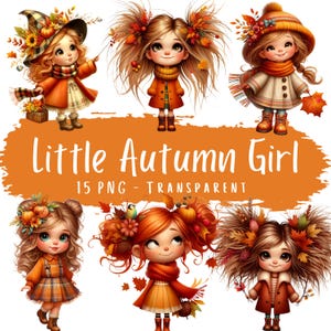 Herbst Mädchen Clipart Bundle 15 PNG hochwertige Aquarell schrullig Mädchen PNG Download lustig Herbst Mädchen druckbare Junk Journal Bilder