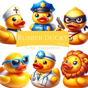 Rubber Ducky Clipart Bundle 15 PNG High Quality Cartoon Duck Files Cute Digital Arts Ducks Scrapbook Junkjorunal Digital Crafting