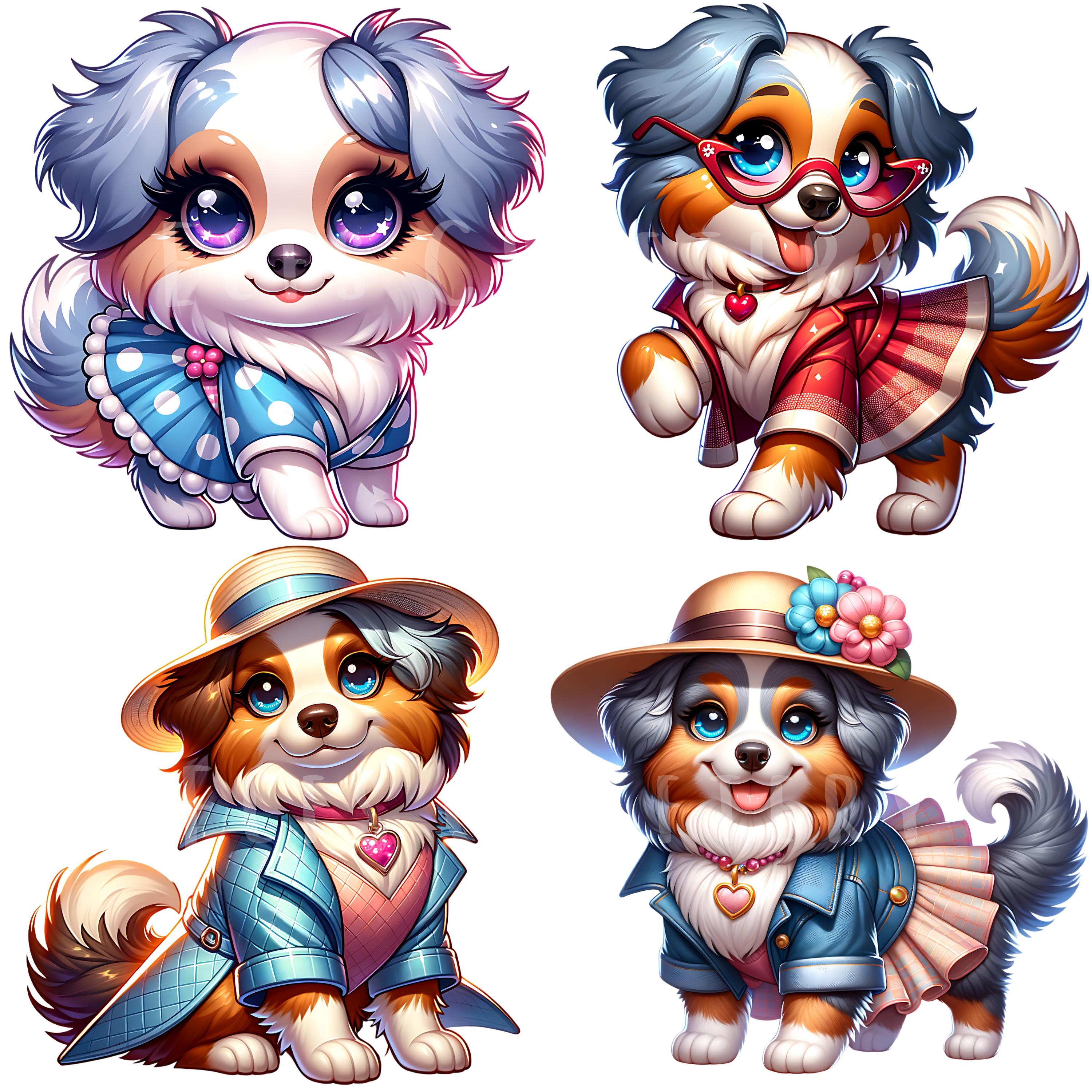 Glamorous Aussie Clipart Bundle 14 PNG Cute Australian Shepherd Digital ...
