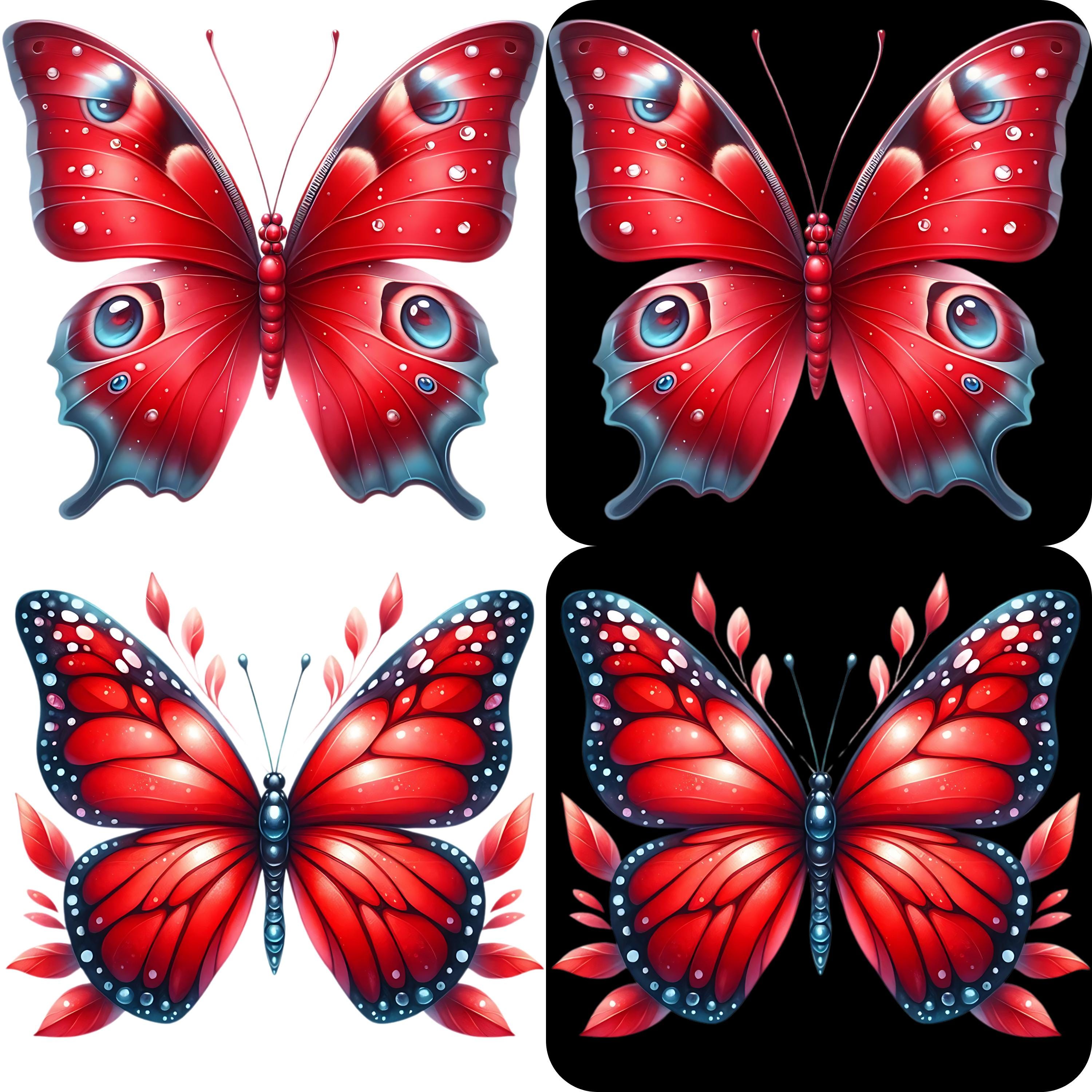 Red Butterfly Clipart Bundle 18 PNG High Quality Watercolor Cute
