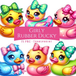 Girly Rubber Ducky Clipart Bundle 15 PNG High Quality Cartoon Cute Pink Jeep Rubber Ducks Digital Download Printable Stickers Junkjournal
