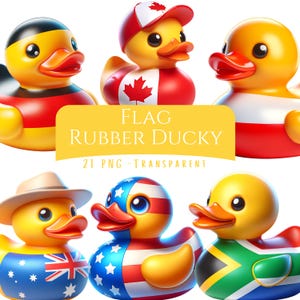 Flag Rubber Ducky Clipart Bundle 15 PNG High Quality Cartoon Duck Files Cute Digital Arts Ducks Scrapbook Junk Journal Digital Crafting