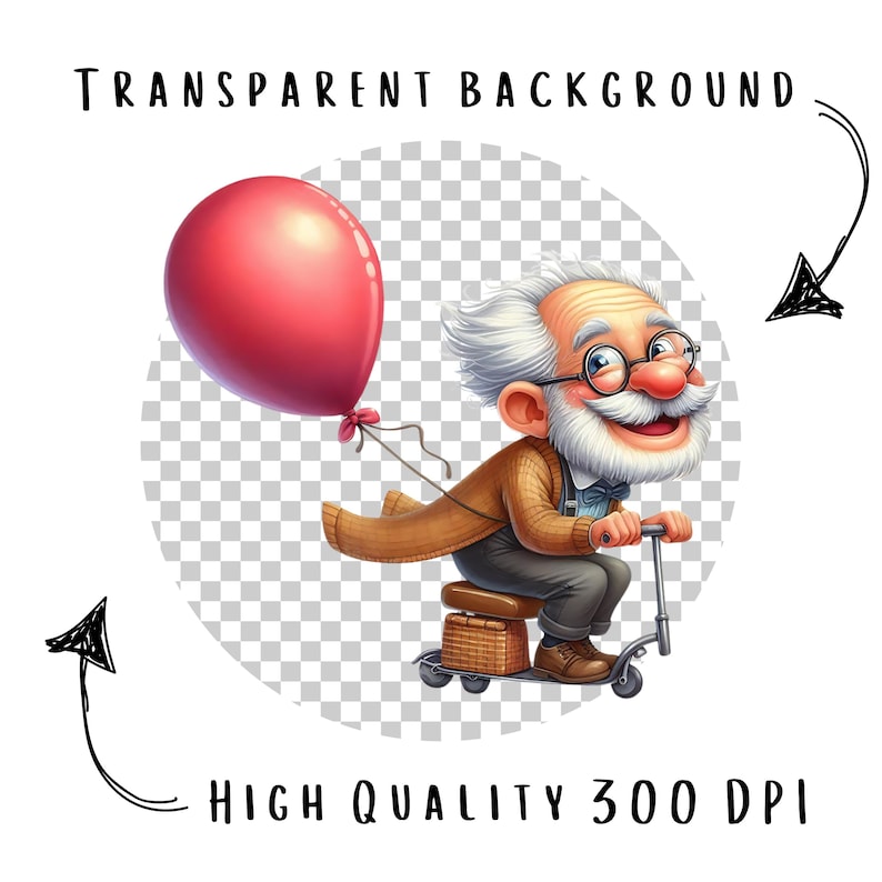Funny Grandpa Clipart Bundle 15 PNG High Quality Watercolor Cute Quirky ...