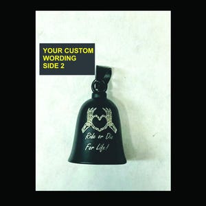 Biker bell, gremlin bell, ride or die engraving