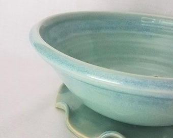 Berry Bowl Colander Pottery Set Sea Foam Green