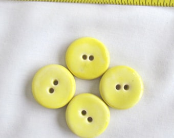 Bright Yellow Round Pottery Buttons