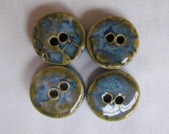 Round Blue Jean Blue Textured Pottery Button Set