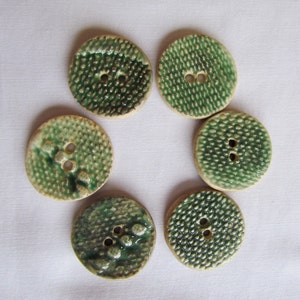 Round Dark Green Textured Pottery Button Set