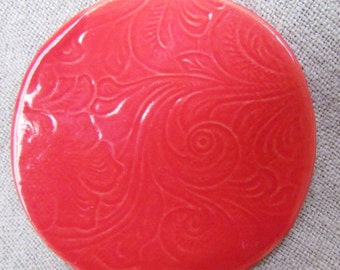 Colorful 5" Textured Red Pottery Plate by Centered ClayWorks