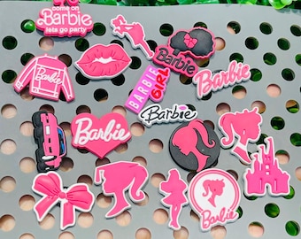 Adornos para zapatos de Barbie rosas: adornos de cristal brillantes Y2K para mujeres y niñas