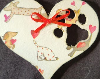 Valentine Puppy Paw Print Refrigerator Magnet,  Kitchen Decor,  Office Decor