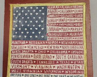 Americana Flag Decor, Patriotic Shelf Sitter,  Rustic American Flag Wall Art, 4th of July Decor,  Americana Home Decor, USA Flag Gift