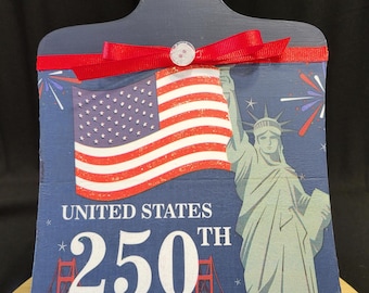 Patriotic Cutting Board Decor, USA 250th Anniversary Sign, 4th of July Wall Art, American Flag Decor, Independence Day Decoration,