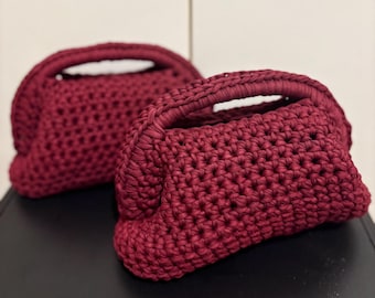 Pochette all'uncinetto fatta a mano - 100% cotone con manici per Primavera / Estate - Pochette Con Manico - Regalo perfetto