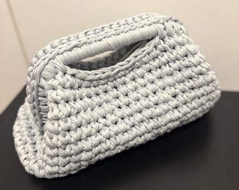 Pochette all'uncinetto fatta a mano - 100% cotone  - Clutch bag con Manico - Ideale come Regalo - primavera/estate