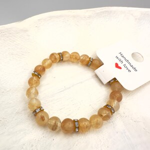 Armband Citrien – Bohokristallen sieraden • 8 mm stapelbaar • Overvloed • Vreugde • Positieve energie • Welvaart Cadeau voor vrouwen Malacadeau!