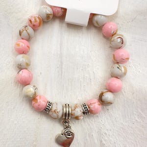 Shell Jasper Gemstone Bracelet – 8mm Crystal Jewelry for Grounding, Strength & Emotional Balance – Mindfulness Gift for Women – Exclusive!