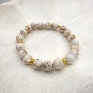Shell Jasper Gemstone Bracelet – 8mm Crystal Jewelry for Grounding, Strength & Emotional Balance – Mindfulness Gift for Women – Exclusive!