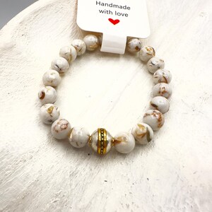 Shell Jasper Gemstone Bracelet – 8mm Crystal Jewelry for Grounding, Strength & Emotional Balance – Mindfulness Gift for Women – Exclusive!