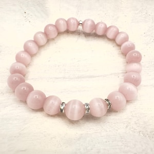 Cat’s Eye Gemstone Bracelet – 8mm Crystal Jewelry for Focus, Protection & Inner Strength – Healing Gift for Women