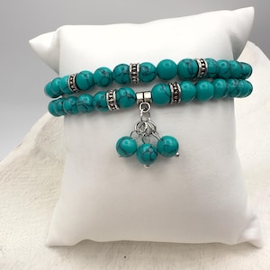 Turquoise Gemstone Bracelet Set – 6mm Natural Crystal Jewelry for Protection, Healing & Calm Energy – Mindfulness Gift for Women