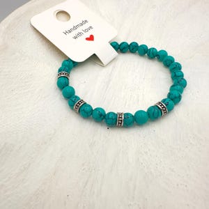 Turquoise Gemstone Bracelet  – 6mm Natural Crystal Jewelry for Protection, Healing & Calm Energy – Mindfulness Gift for Women