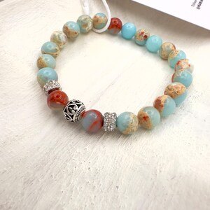 Impression Jasper Bracelet – Boho Crystal Jewelry • 8mm Stackable • Stability • Inner Peace • Intuition • Mindfulness Gift for Women!